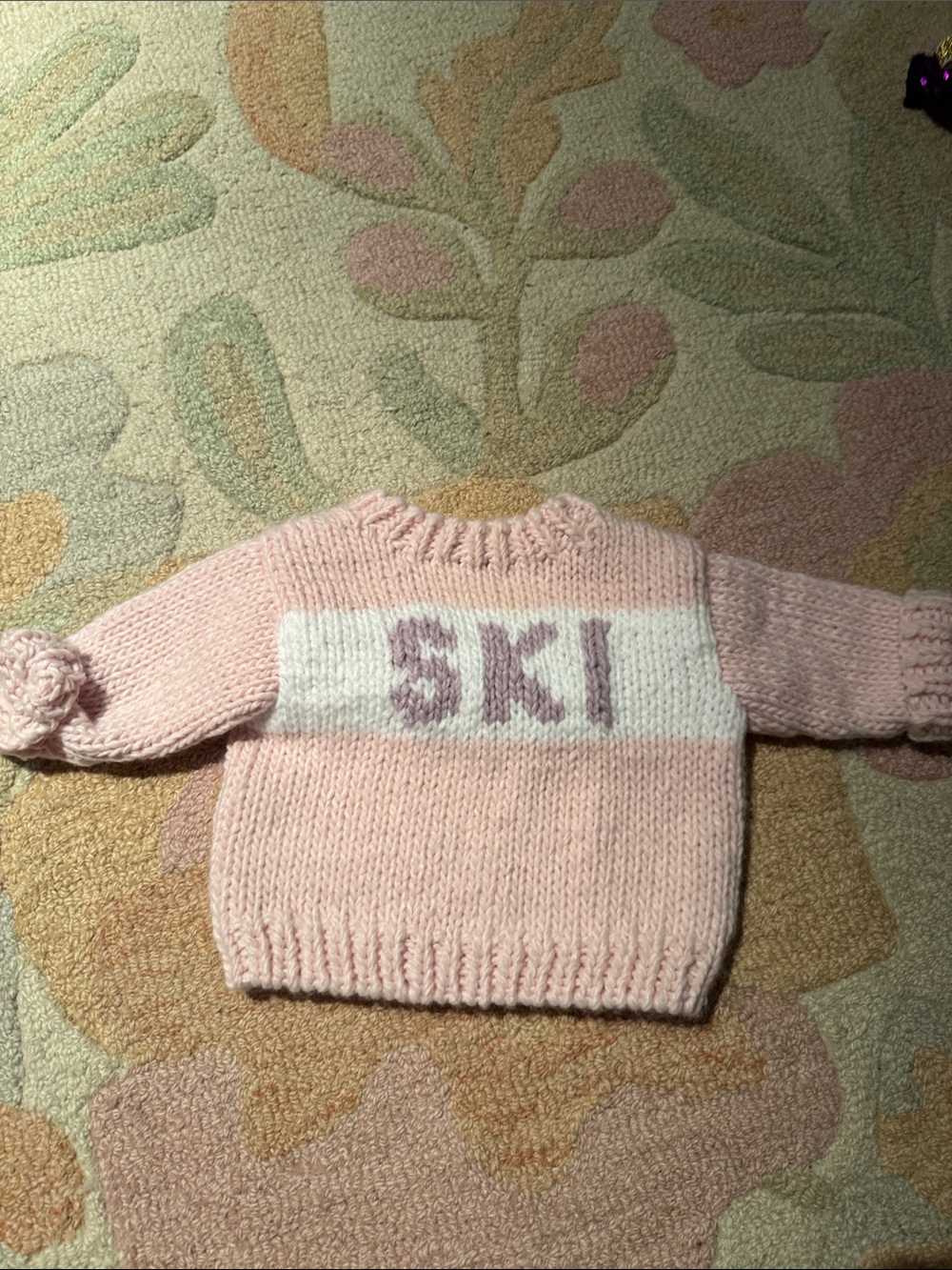 Kids Pink 'SKI' Knit Sweater - Cozy Crewneck